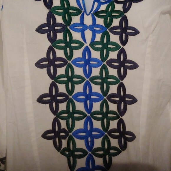 Jude Connally Embroidered 3/4 Sleeve White Lightweight Shift Dress S - Picture 6 of 11